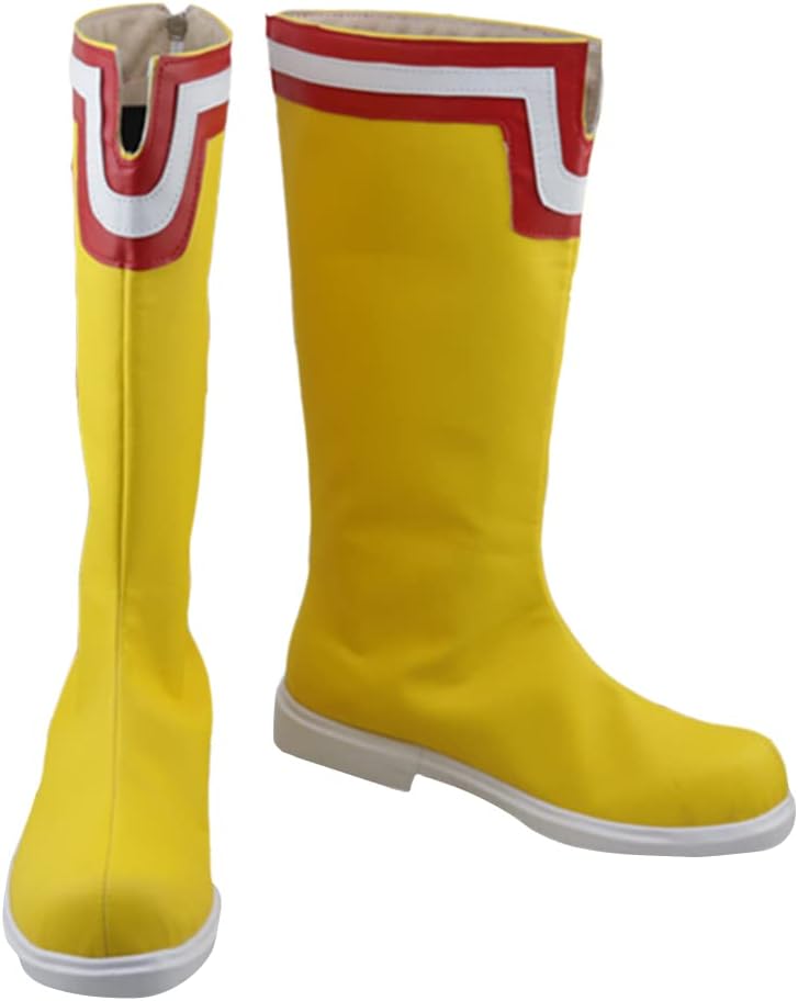 Yellow Knee-High Shoes Men Women Japanese Style Cosplay Footwear for Halloween Costume & Casual Wear