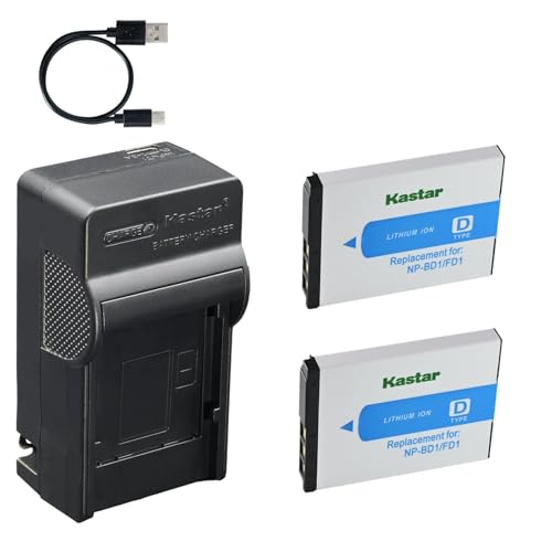 Kastar 2-Pack Battery and AC & USB-C Charger, Compatible with Sony NP-BD1 NP-FD1 D Type Battery and Sony Cyber-Shot DSC-T70 T77 T90 T200 T300 T500 T700 T900 TX1 G3 Digital Cameras