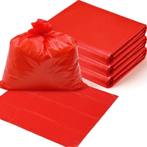 Feifeiya Paquete de 50 bolsas de basura de riesgo biológico de 30 galones, color rojo, bolsas de basura de 31.5 x 35.4 pulgadas, sin fugas, para uso hospitalario, eliminación de residuos infecciosos