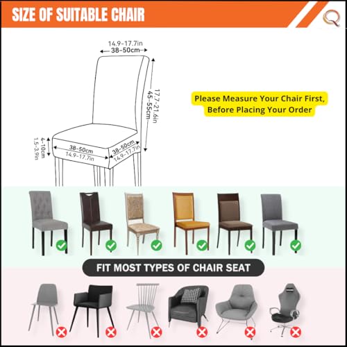 Image of Qlarity Covers PU Leather Dining Chair Covers | Waterproof & Elastic Kitchen Chair Slipcovers for Stain /Scratch Protection | Soft & Well-Fitted Parsons Covers for Dining Room (1)