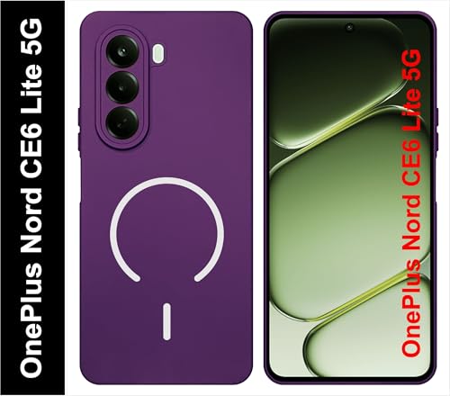 Image of SBMS Silicone Back Cover Case for OnePlus Nord CE6 Lite 5G | Soft Micro-Fibre Lining Inside | Magsafe Print On Back Side Camera Protection Bump | Shockproof Case OnePlus Nord CE 6 Lite (Purple)