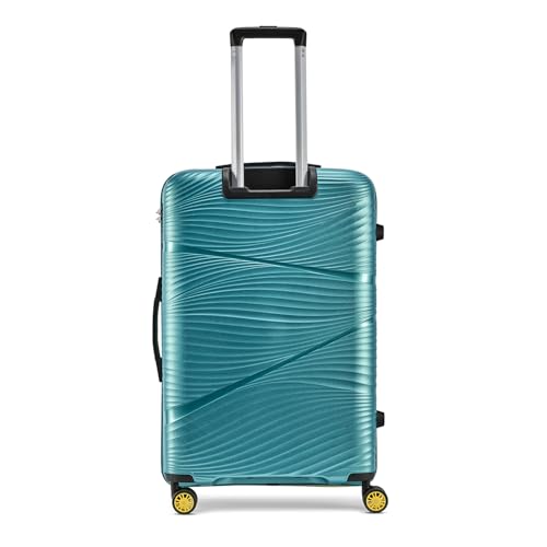 Image of Skybags Swirl Check-in Trolley Bag 75cm | Large Hard Luggage | 8 Wheels Suitcase for Travel | 3-Digit Combination Lock with Anti-Theft Zipper | Polypropylene | 3 Years Warranty - Unisex (Cyan)