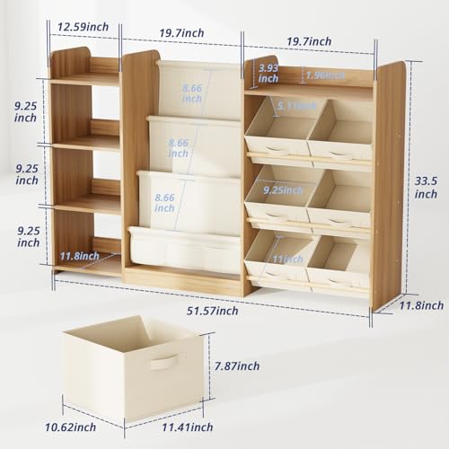 image for IKALIFE Kids Toy Book Storage Organizer - Large Bookshelf with 7 Remov