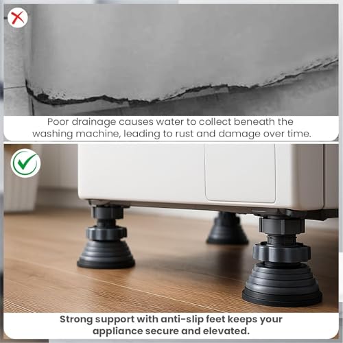 Image of Furniture Leg Risers, Heavy Duty Gray Plastic Adjustable Bed Lifts, Set of 4 Stackable Elevators for Tables and Chairs Whit Anti Vibration Pads for Washing Machine Stand Foot (4, Round 2)