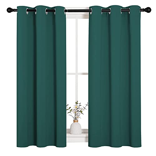 NICETOWN Thermal Insulated Solid Grommet Blackout Curtains/Drapes/Panels for Dining Room (Hunter Green, 1 Pair, 42 by 63-Inch) Hunter Green 42"W x 63"L (Pack of 2)