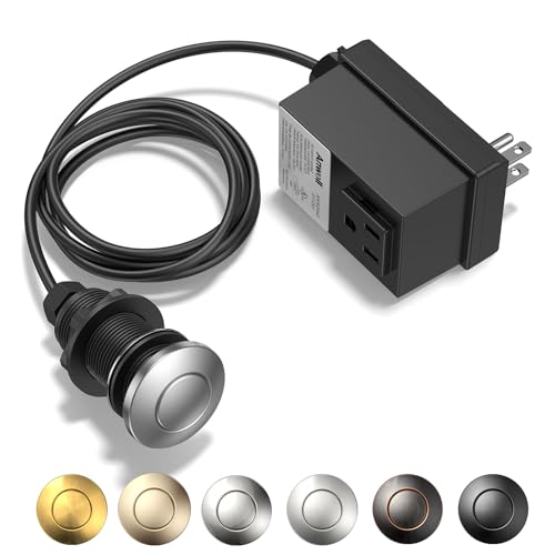 Comparison: Best Air Switch For Garbage Disposal 9 Anwoll Garbage Disposal Air Switch Kit - Professional, UL Listed Wireless Sink Top Garbage Disposal Button, Stainless Steel/Black On/Off, Compatible with all garbage disposals.