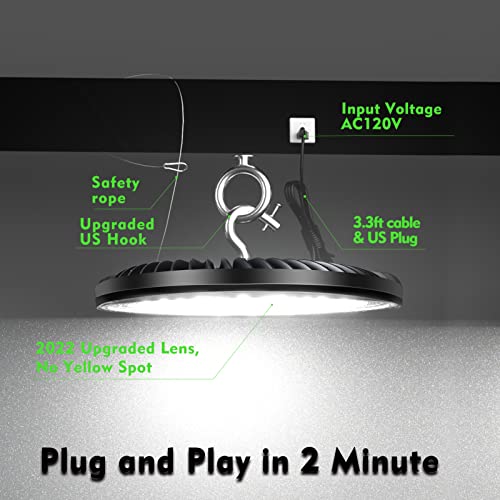 Bulbeats Upgrade Led High Bay Light 150W 21000Lm (Eqv.600W Mh/Hps) Ufo High Bay Led Light, Etl Listed Daylight Ufo Shop Light With Plug Energy Saving Upto 1100Kw*5/Y(5Hrs/Day) For Commercial Use-5Pack #TOP6