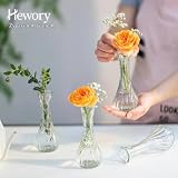 Hewory Szklany wazon na kwiaty, zestaw 12 małych wazonów, luzem, na stół, ślub, centralny element, mini prążkowany przezroczysty wazon z różą, na imprezy, do salonu, dekoracja, pojedyncza łodyga