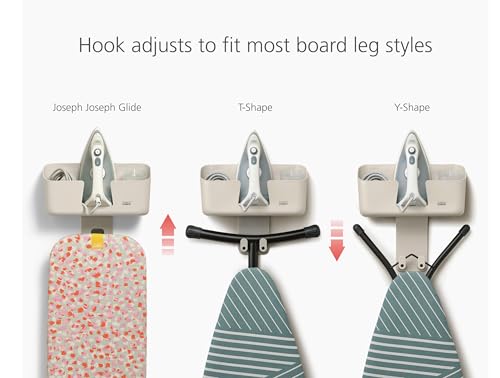Joseph Joseph Ironhub Wall Mounted Iron Holder And Jug Storage Organiser With Adjustable Ironing Board Hanger, And Heat-Resistant Iron Pad, Ecru - Image 4