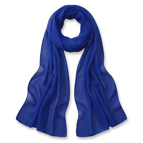 TigerTie Damen Chiffon Schal Halstuch – Luftig und angenehm zu tragen – 160 x 36 cm, blau royalblau
