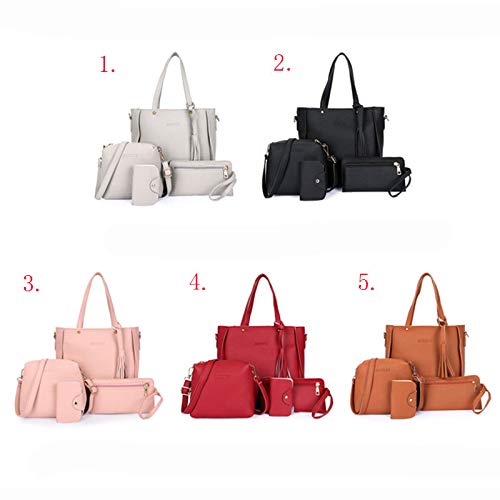 Conjunto de 4 peças/conjunto elegante de bolsas femininas com estampa de Litchi simples de cor sólid