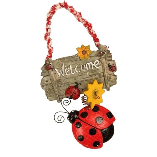 EIHI cartello di benvenuto da appendere - targhetta porta ingresso personalizzata - decorazione porta ingresso coccinella per interni ed esterni, casa giardino