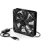 Alanmoship Ventilatore USB per ventola del computer con 3 velocità regolabili e protezione in rete metallica, compatto 8 × 8 cm o 12 × 12 x 2,5 cm, materiale PBT, USB 5 V (120 mm)