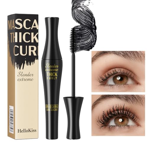 Adurello Mascara Black Volume and Length Natural, Liquid Mascara for Thickening and Curling, Smudgeproof, Waterproof, Sweatproof & Clump-Free