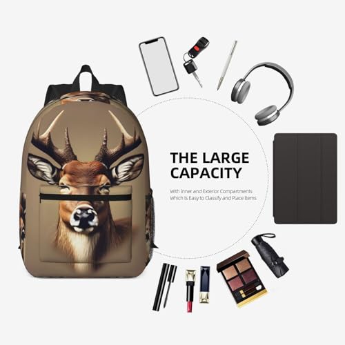Sac à dos d'école léger EdWal taille unique à motif tête de cerf noir - 7