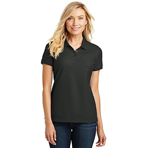 Port Authority Ladies Core Classic Pique Polo, Deep Black, Medium Cover