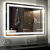 VanPokins Espejo de baño iluminado, placas colgantes para montaje