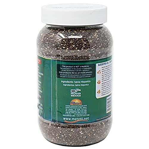 Metztli Chia Seeds, Superfood, Source Of Fiber, Gluten-Free, Sugar-Free, Sodium-Free, 13 Oz, Jar #TOP2