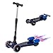 HOMCOM Patinete para Niños Scooter Plegable con Altura Ajustable de 4 Niveles y Música Luces y Nebulizador de Agua +3 Años 61x26x63-81 cm Azul