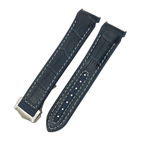19 20 21 22mm o[U[XgbvAIK V[}X^[V[Y EHb` 300m ΉAVRiC X|[cXgbv(Blue white leather,20mm,Rose buckle)