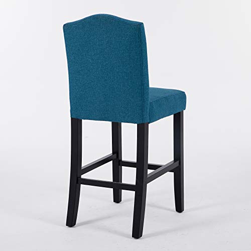 Lssbought 24 Inches Fabric Counter Height Bar Stools With Solid Wood Legs And Nailed Trim, Set Of 2(Blue) #TOP3