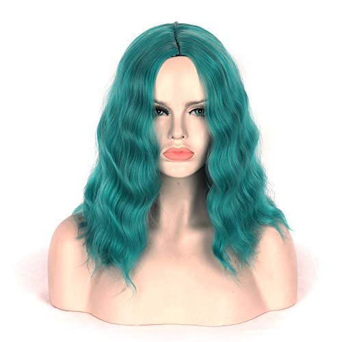 Miniatura 7 de Pelucas cortas onduladas estilo Bob cabello rizado en parte media lindas pelucas de longitud al hombro sintéticas resistentes al calor pelucas