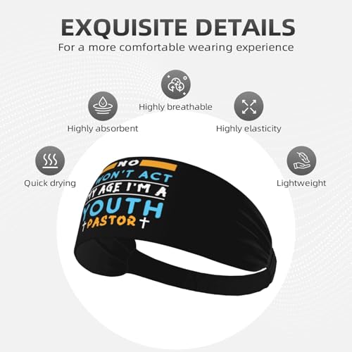 I Won't Act My Age I'm A Youth Pastor Headbands Sports Sweatbands Non-Slip Sports Running Quick Drying Headband84
