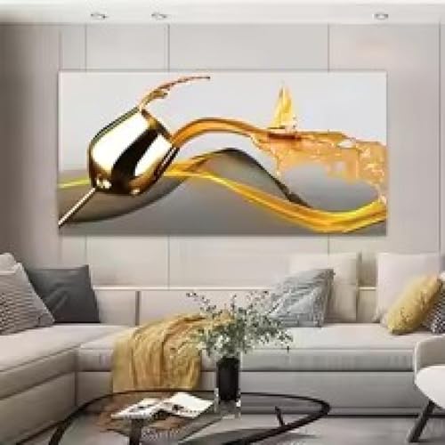 Toile abstraite de verre de vin et bateau tableau mural 60x120cm - 5