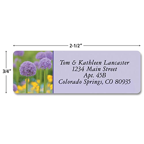 Floral Fantasy Rolled Personalized Return Address Mailing Labels With Dispenser, Set Of 250, 5 Designs, Small ¾ X 2½ Inch Size, Custom Self-Adhesive Sticker Roll, By Colorful Images #TOP3