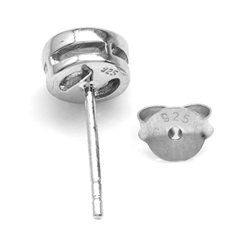 Silvershake ER0056209-SILVERSHAKE 1.12Ct. 5Mm Natural Round Shape Peridot 925 Sterling Silver Bezel Set Stud Earrings thumb #2