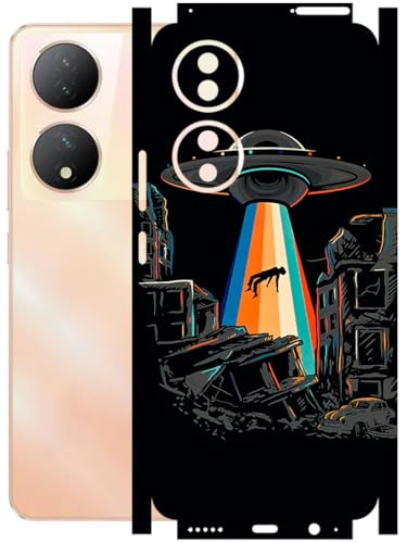Image of AtOdds - Full Body Back Screen Guard Protector Film - Lamination Wrap Skin Sticker Compatible with VIVO Y100A | Scratchproof Matte Finish (Alien Invade)