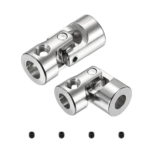 Image of sourcing map 2pcs Universal Joint Shaft Coupling, 6mm to 6mm Inner Dia Rotatable Steering Shaft U Joints Coupler with Screws for RC Car, Robot, Boat Drive Ship Motor Use