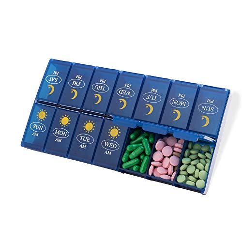 Weekly Pill Organizer 7 Day 2 Times a Day, Large Daily Pill Cases AM PM Pill Box Pill Container Can be Loaded with Medicines/Vitamins/Fish Oil/Supplements