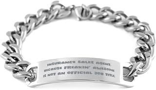 Insurance Sales Agent.'. Cuban Chain Bracelet, Insurance Sales Agent Engraved Bracelet, Sarcasm Gifts for Insurance Sales Agent, Insurance Agent, Insurance Policy