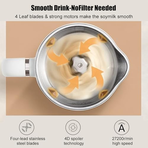 Nussmilchbereiter mit Selbstreinigungs- und Warmhaltefunktion, 480 ml Fassungsvermögen für hausgemachte Soja, Mandel, Hafermilch und pflanzliche Getränke