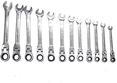 12pc 8-19mm Metric Flexible Head Ratcheting Wrench Combination Spa