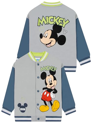 Disney Mickey Mouse Bomberjacke, Offizielle Baumwolle Jacke Jungen, Graue Und Blaue Baseball Jacken Für Jungen, Grau 122