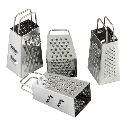 Dranvosk Mini Box Cheese Graters Set of 4, Stainless Steel Grater for Ginger, Garlic, Lemon, Potato, Chocolate, Vegetables (2.3 * 1.38inch)