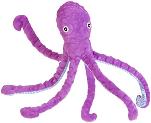EXPAWLORER Long Dog Toy - 17" Best Squeaky Dog Plush Toys Puppy Birthday Gift Soft Stuffed Chew Toy Crinkle Paper and Built-in Squeaker Durable Interactive for Small Medium Large Dogs Chewing, Purple