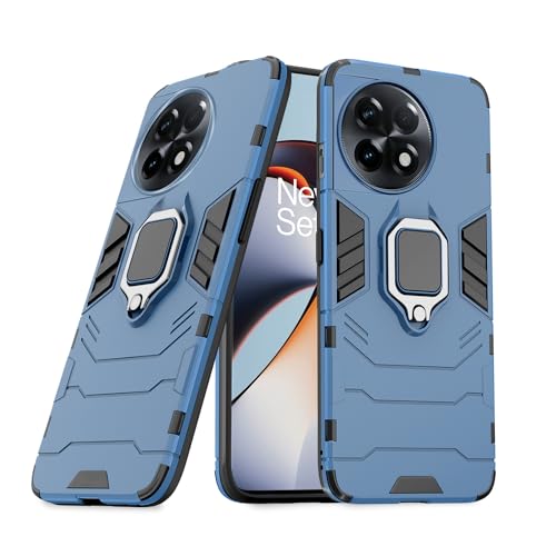 Image of Pikkme OnePlus 11 5G Back Cover | D5 Tough Armor Bumper | 360 Protection Case | Ring Holder Stand Case for OnePlus 11 5G (Blue)