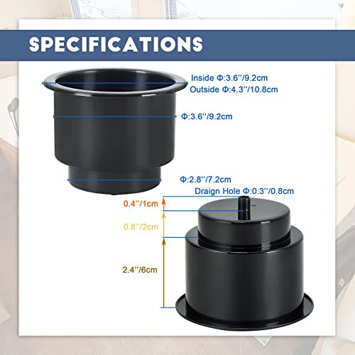 weyleity Recessed Plastic Cup Drink Can Holder with Drain Hole Set of 4 Recessed Drop in Plastic Cup Drink Can Holder for Boat Truck Car Table Camper Marine RV-Black (4)