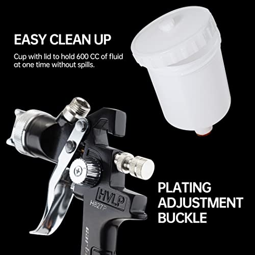 Cartman Hvlp Gravity Feed Air Spray Gun H827P, 20.2 Oz Capacity, Optimal Working Pressure 2-3.5Bar, Nozzle Size:1.4Mm #TOP4