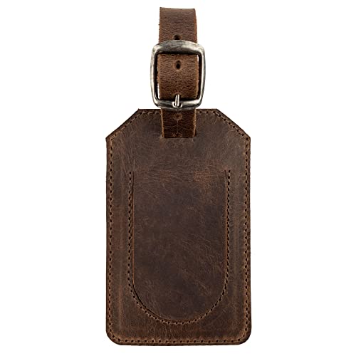 Leather Nomad, Luggage Tag Handmade From Full Grain Leather - Accessory Case, Buckle For Secure Attachment, Suitcase Identifier, Great For Travel - Bourbon Brown #TOP2