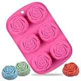 FUNBAKY Rose Flower Silicone Mold 6 Cavity Candy Chocolate Ice Cube Jelly Cupcake Soap Cookie Mould