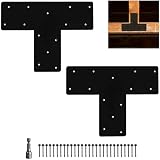 XIHUWZ 2 Pcs T Post Bracket,16.9'x12'T Flat Mending Plate Joining Brackets, Connecting Brackets, T Shape Strap Plate Fit 4x4,6x6 for Repair House,Pavilion,Truss framing
