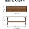 Backyard Discovery 46 Meranti Wood Farmhouse Bench with Walnut Stain, Designed for Indoor and Outdoor Use, Entryway, Living Room, Garden, Patio, Porch, Deck