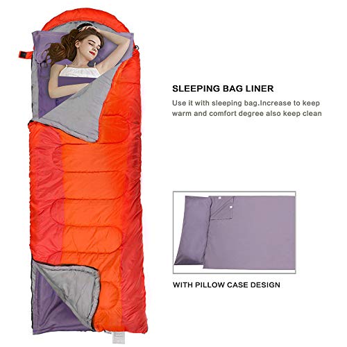 Sleeping Bag Liner, Travel & Camping Sheet For Adults, Lightweight And Compact Insert With Velcro - Comfortable Sleep Liners For Traveling, Hotel And Camping (Purple) #TOP3