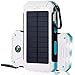 Solar Chargers 30,000mAh,Dualpow Portable Dual USB Solar Battery Charger External Battery Pack Phone Charger Power Bank with Flashlight for Smartphones Tablet Camera (White/Blue)
