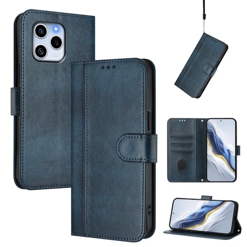 Pzwoxukhov Compatible with Honor 60 SE Case Cover,Compatible with Honor 60 SE with Card Slot,Stand Holder,PU Leather flip Shockproof Case Cover Blue