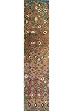 2 años de garantía. Mollaian Kilim - Alfombra de Pasillo 394 x 81, Kilim Kaudani, Colores Naturales y Vegetales, Grosor 3,5 mm y un Peso por Cada m² de 1,2 kg